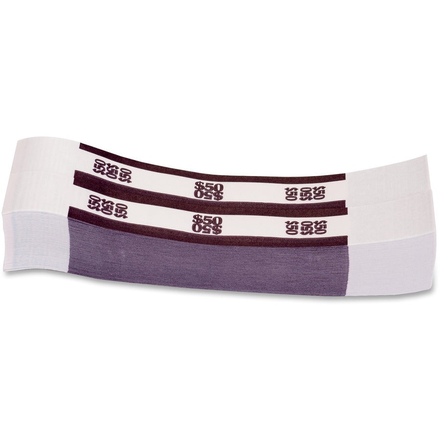 PAP-R Currency Straps - 1.25" Width - Self-sealing, Self-adhesive, Durable - 20 lb Basis Weight - Kraft - White, Violet - 1000 / Pack