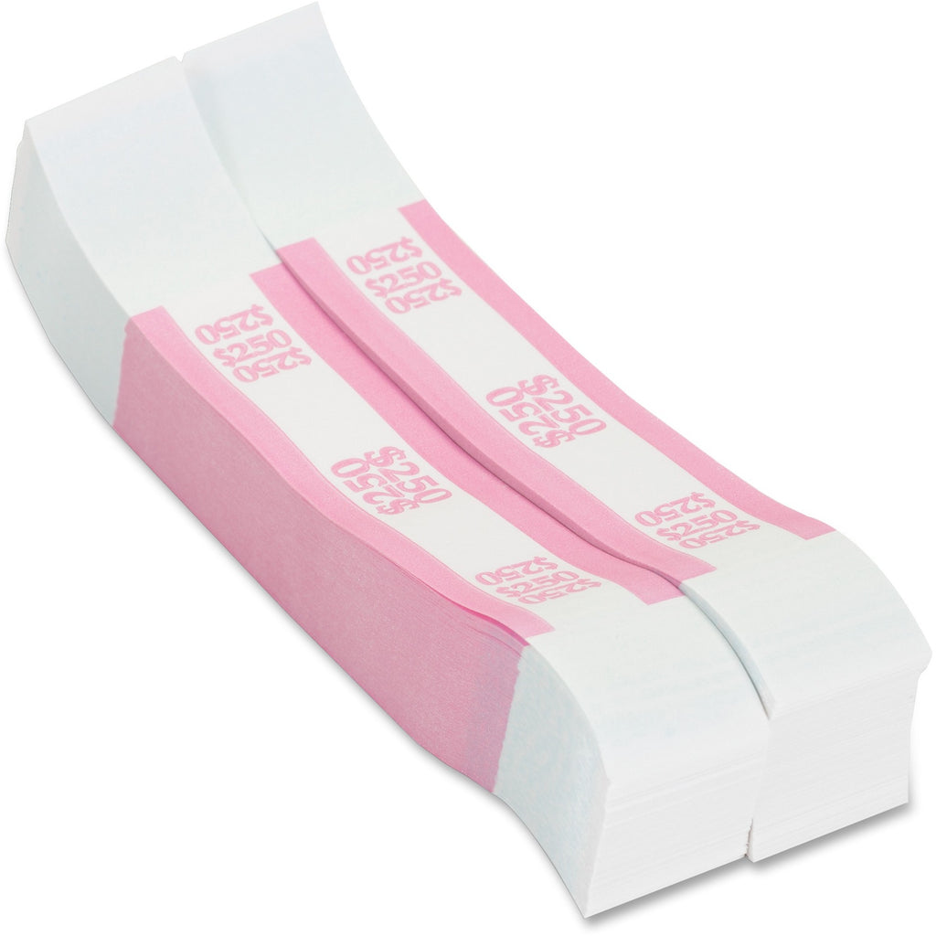 Currency Straps, Pink, $250 in Dollar Bills, 1000 Bands/Pack