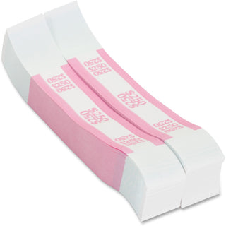 Currency Straps, Pink, $250 in Dollar Bills, 1000 Bands/Pack