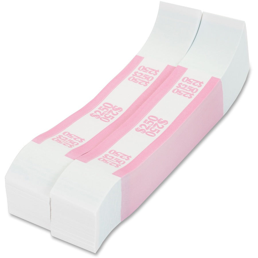 Currency Straps, Pink, $250 in Dollar Bills, 1000 Bands/Pack