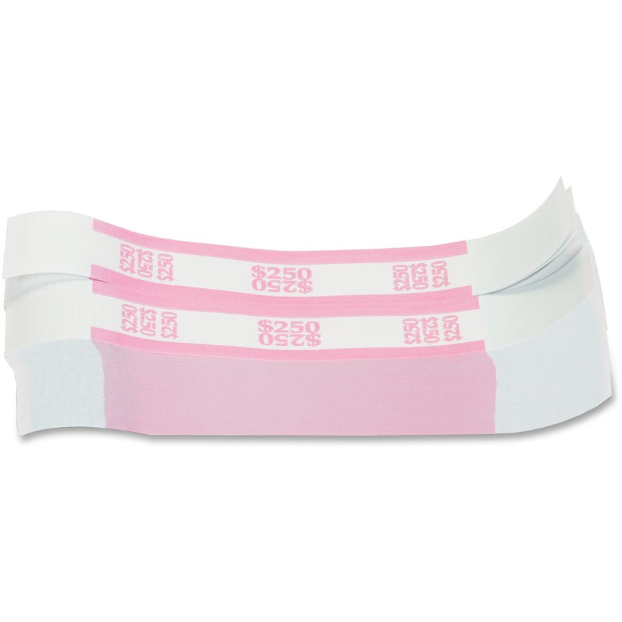 Currency Straps, Pink, $250 in Dollar Bills, 1000 Bands/Pack