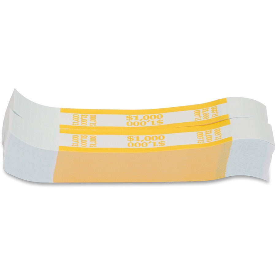 Currency Straps, Yellow, $1,000 in $10 Bills, 1000 Bands/Pack