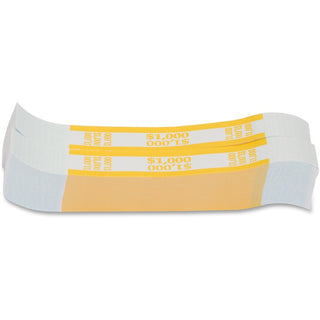 Currency Straps, Yellow, $1,000 in $10 Bills, 1000 Bands/Pack