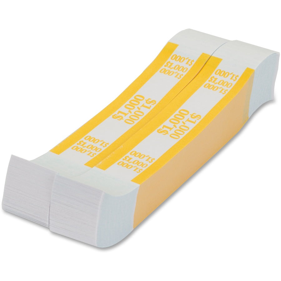 Currency Straps, Yellow, $1,000 in $10 Bills, 1000 Bands/Pack