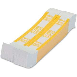 Currency Straps, Yellow, $1,000 in $10 Bills, 1000 Bands/Pack