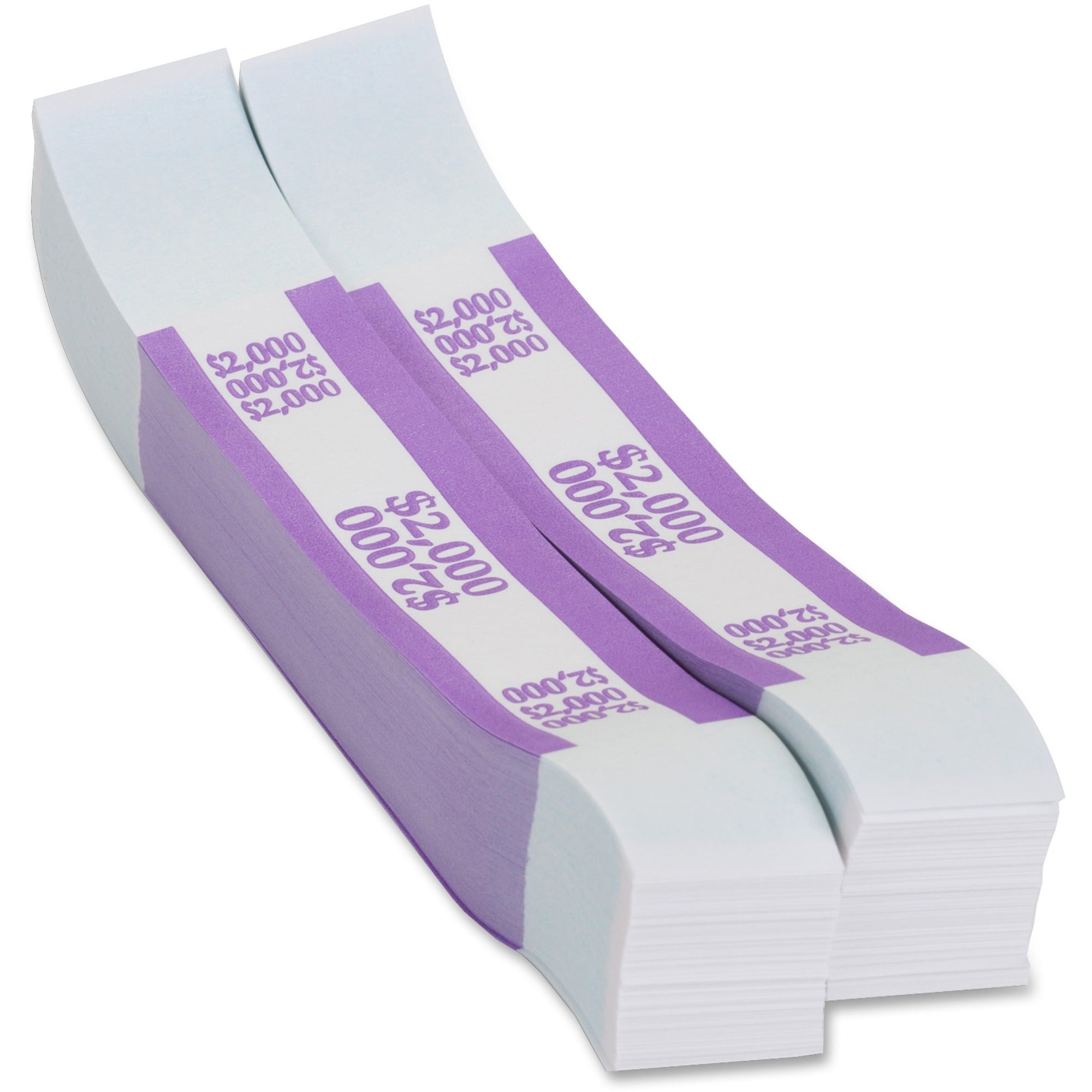 Currency Straps, Violet, $2,000 in $20 Bills, 1000 Bands/Pack