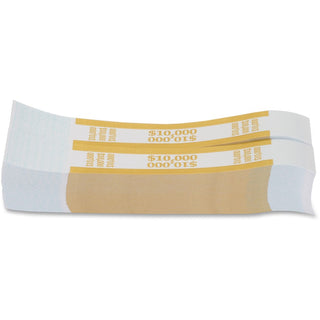 PAP-R Currency Straps - 1.25" Width - Self-sealing, Self-adhesive, Durable - 20 lb Basis Weight - Kraft - White, Yellow - 1000 / Pack