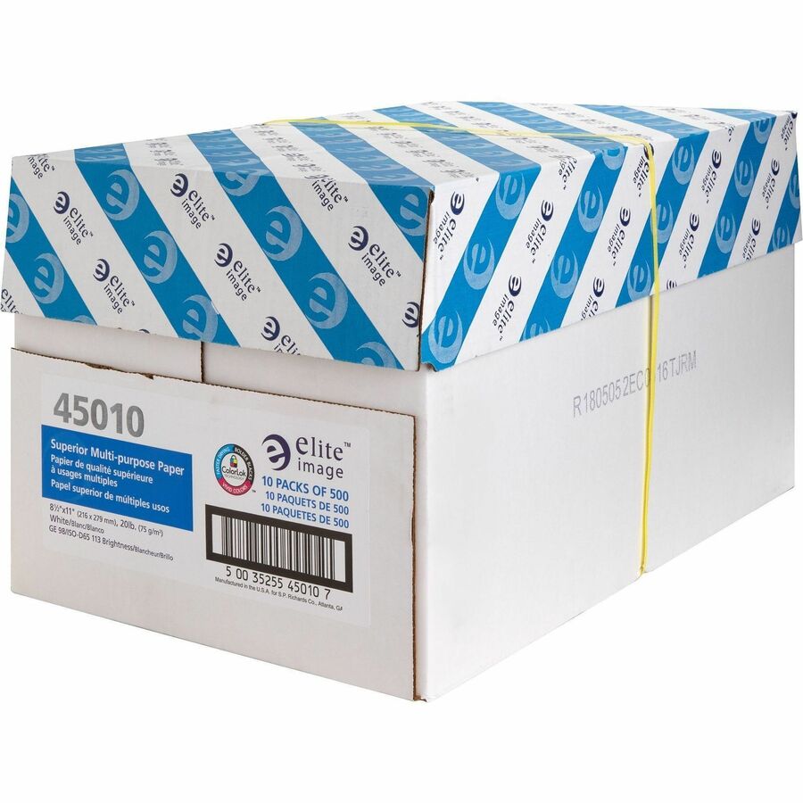 Elite Image Superior Multipurpose Paper - White - 98 Brightness - Letter - 8 1/2" x 11" - 20 lb Basis Weight - 200000 / Pallet - Sustainable Forestry Initiative (SFI) - Bright White