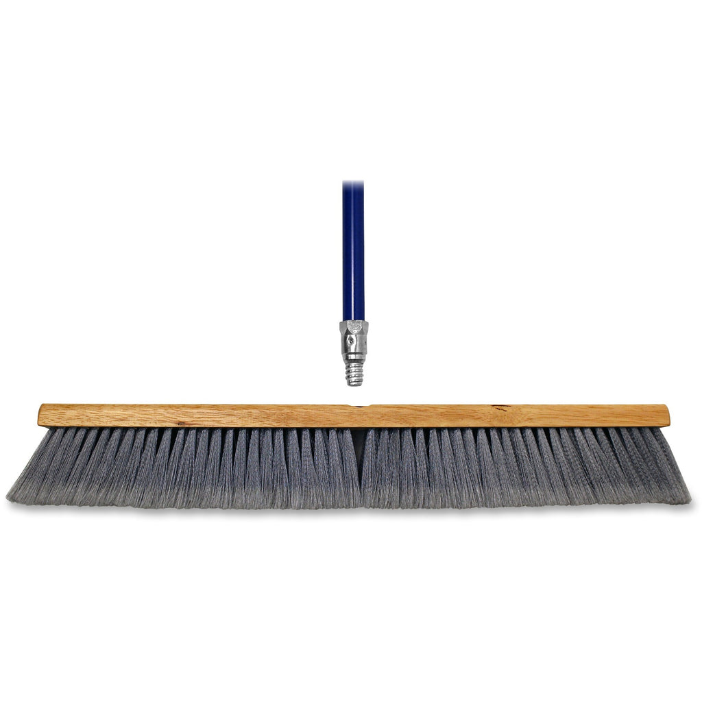 Genuine Joe Floor Sweep - 24" Handle Width - 60" Handle Length - Metal Handle - 1 Each - Gray - 