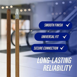Genuine Joe Wood Handle with Threaded Metal Tip - Natural - Metal, Wood - 1 Each