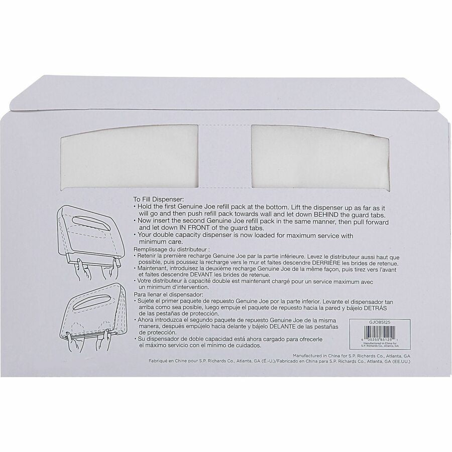 Genuine Joe Toilet Seat Covers - Half-fold - For Public Toilet - 250 / Pack - 20 / Carton - White