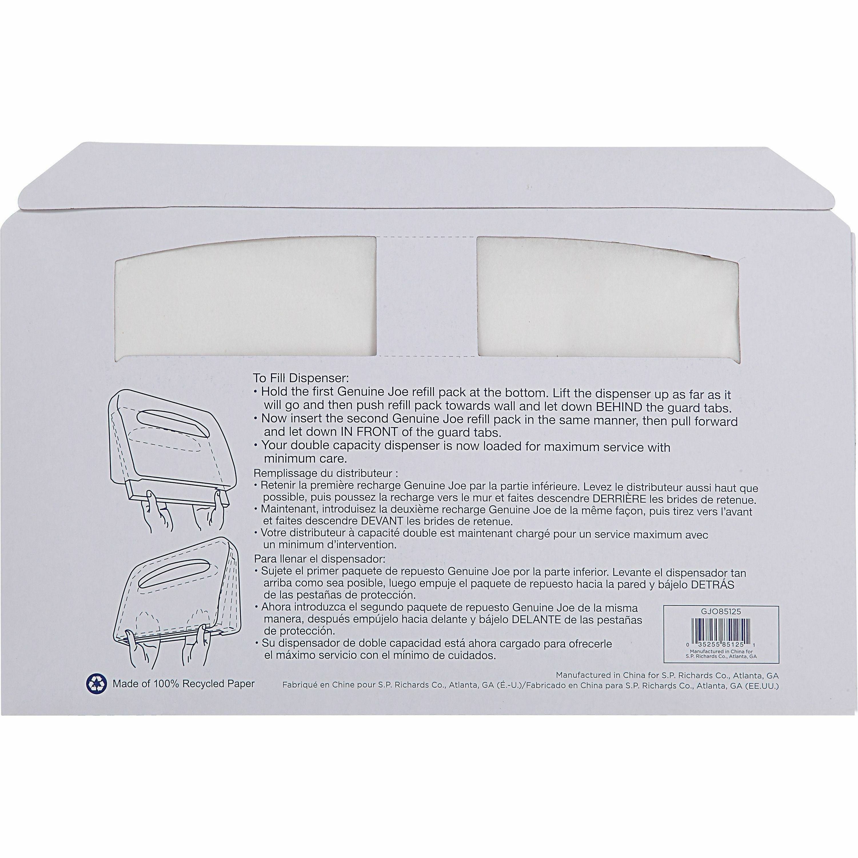 Genuine Joe Toilet Seat Covers - Half-fold - For Public Toilet - 250 / Pack - 20 / Carton - White - 