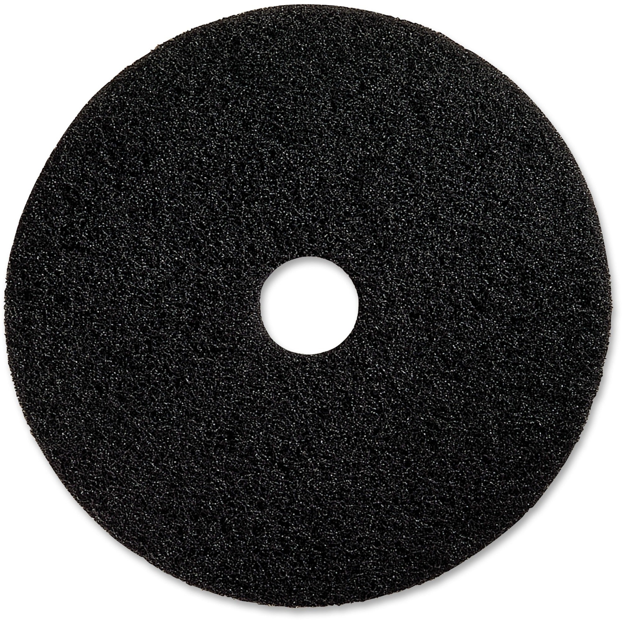 Genuine Joe Black Floor Stripping Pad - 13" Diameter - 5/Carton x 13" Diameter x 1" Thickness - Stripping - 175 rpm to 350 rpm Speed Supported - Resilient, Heavy Duty, Flexible, Long Lasting - Fiber - Black - 