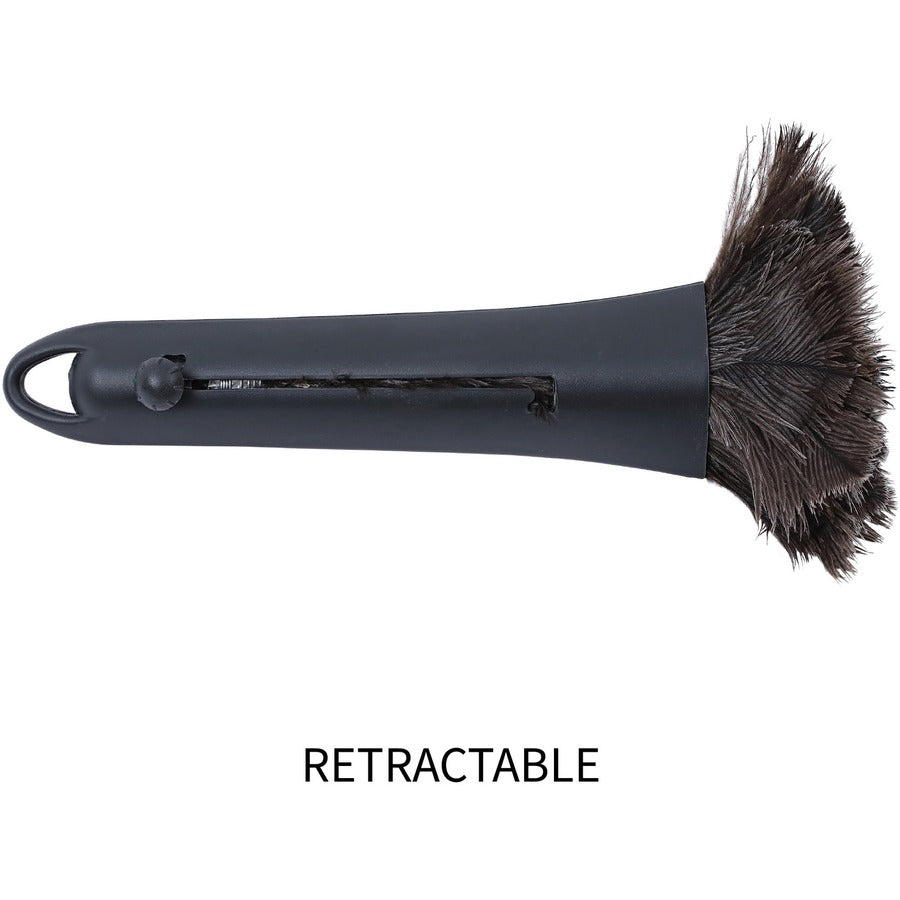 Genuine Joe Retractable Feather Duster - Plastic Handle - 1 Each - Brown