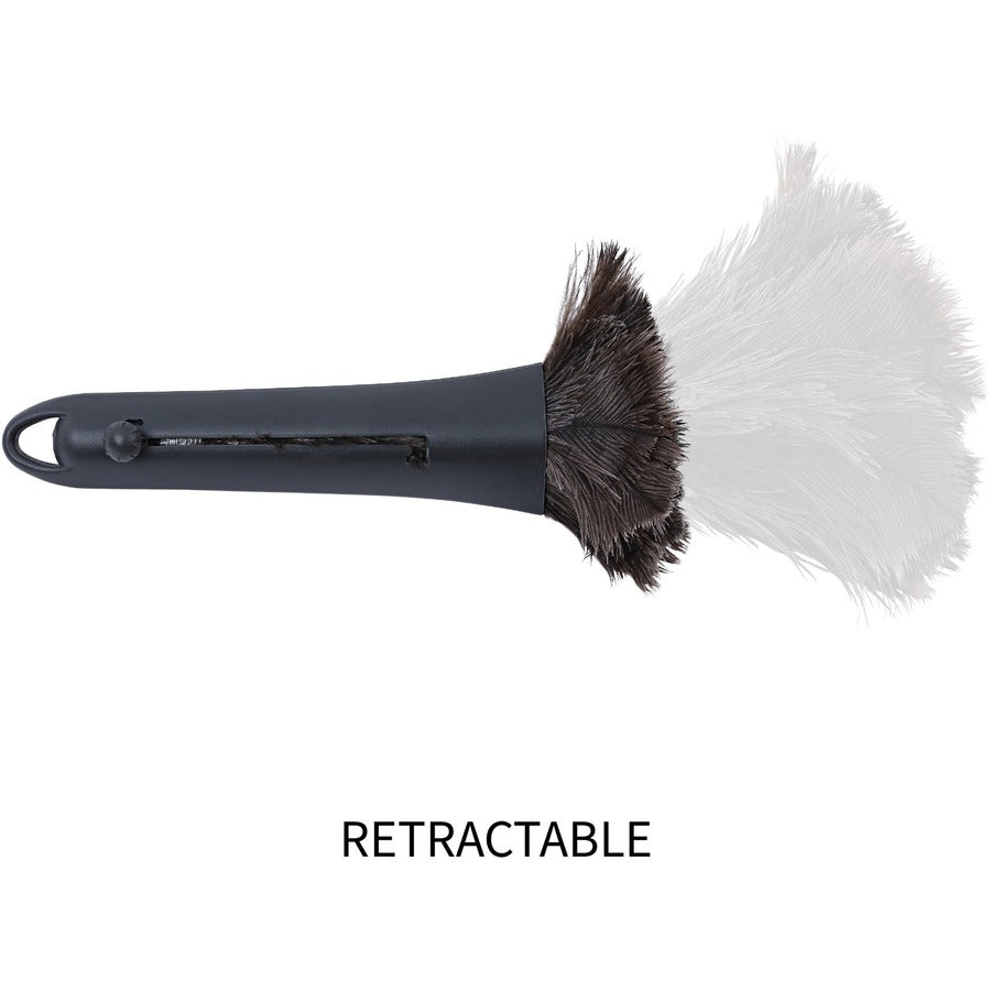 Genuine Joe Retractable Feather Duster - Plastic Handle - 1 Each - Brown