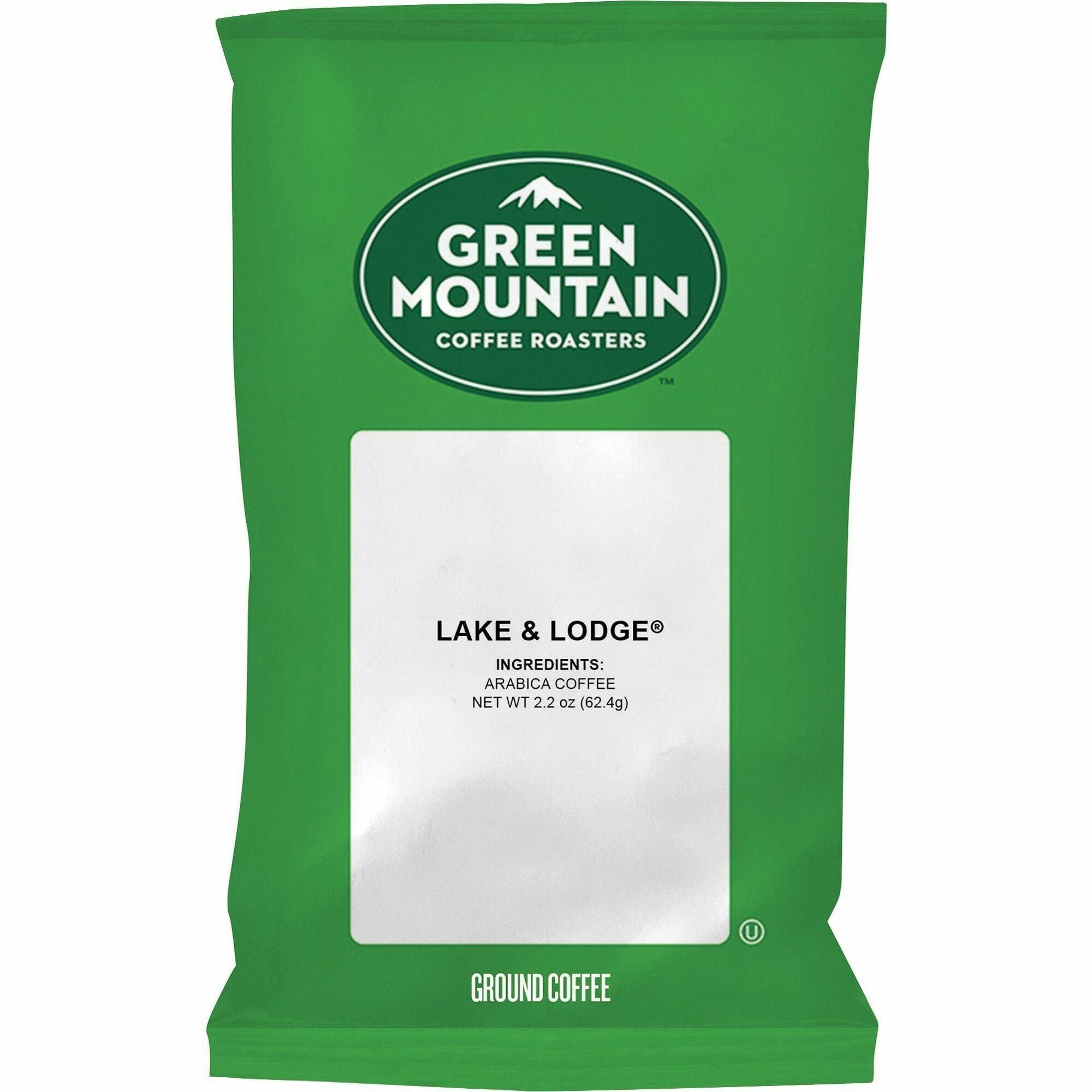 Green Mountain Coffee Ground Lake and Lodge Coffee - Dark/Bold - 2.2 oz Per Packet - 50 Packet - 50 / Carton - 1