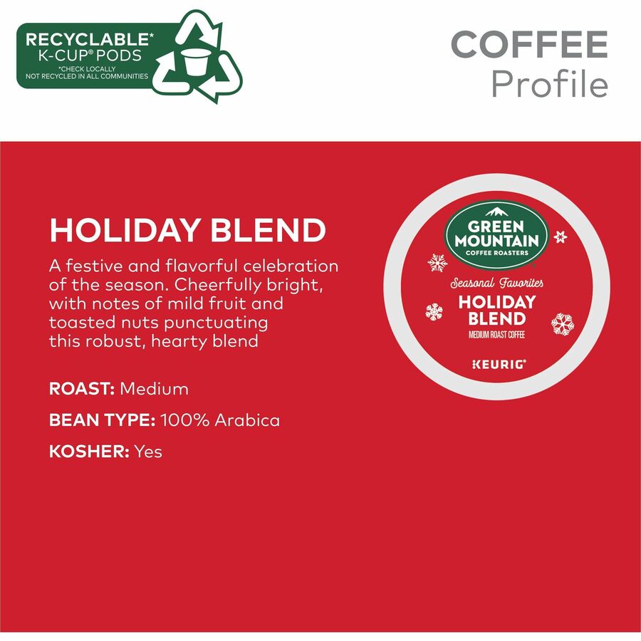Holiday Blend K-Cups, Medium Roast, 24/Box