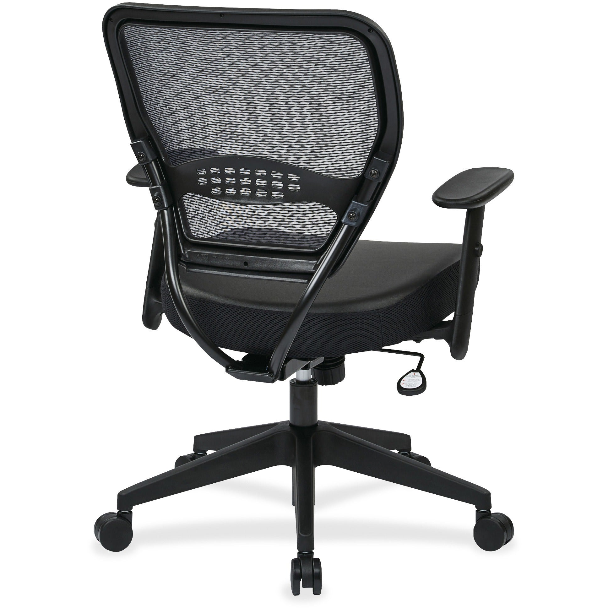 Office Star Professional Dark Air Grid Back Managers Chair - Leather Seat - 5-star Base - Black - 1 Each - 