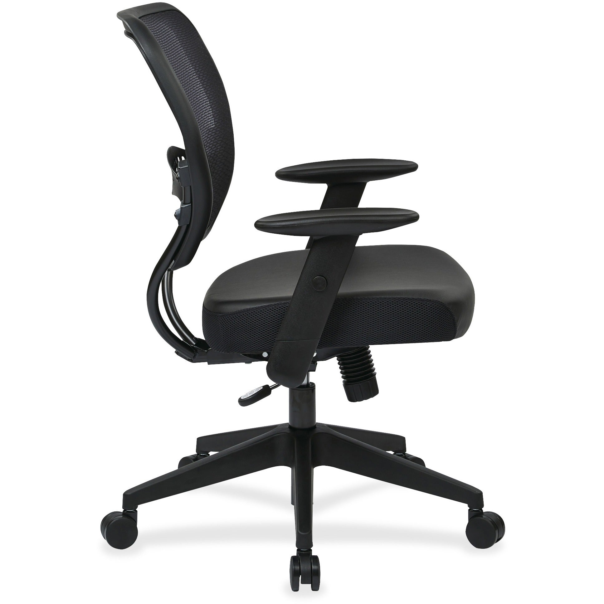 Office Star Professional Dark Air Grid Back Managers Chair - Leather Seat - 5-star Base - Black - 1 Each - 