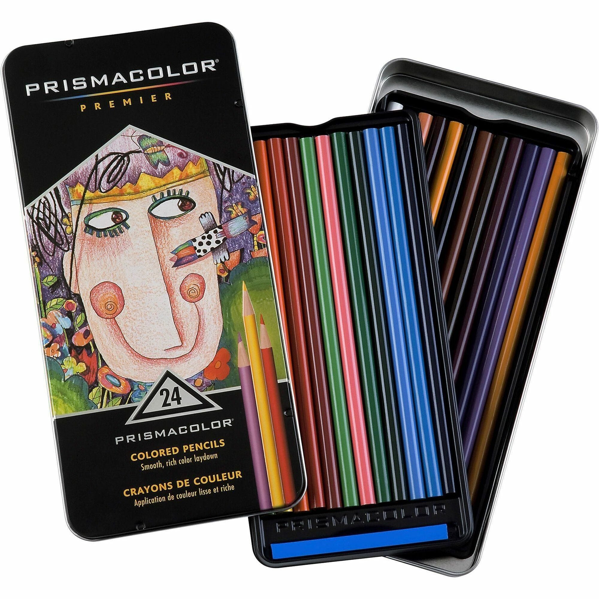 Premier Colored Pencil, 3 mm, 2B, Assorted Lead and Barrel Colors, 24/Pack
