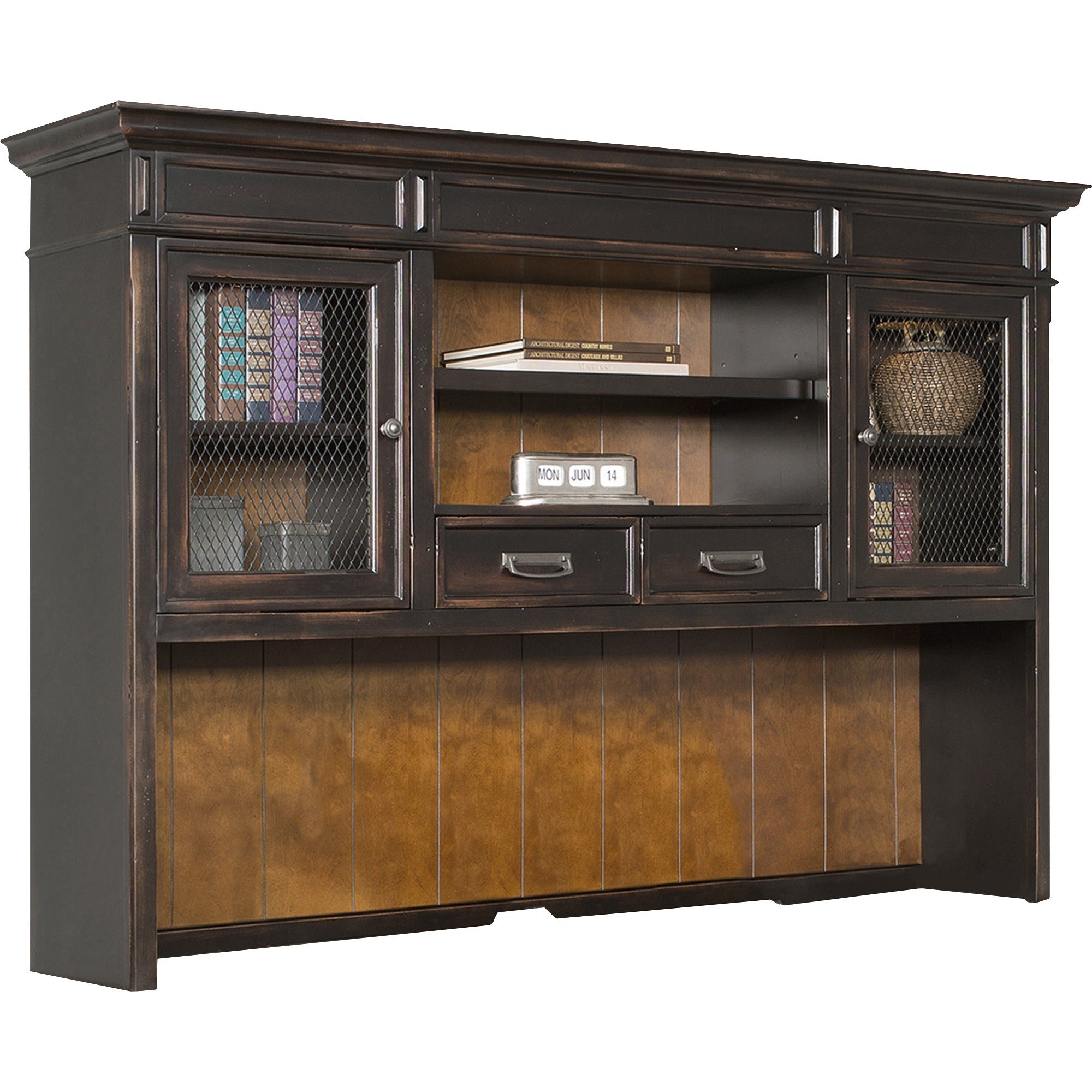 martin-hartford-hutch-705-x-1449-2-x-utility-drawers-2-doors-2-shelves-1-adjustable-shelfves-material-wood-veneer-solid-wood-finish-vintage-black-touch-lighting-for-home-office-living-area_mrtimhf682 - 1