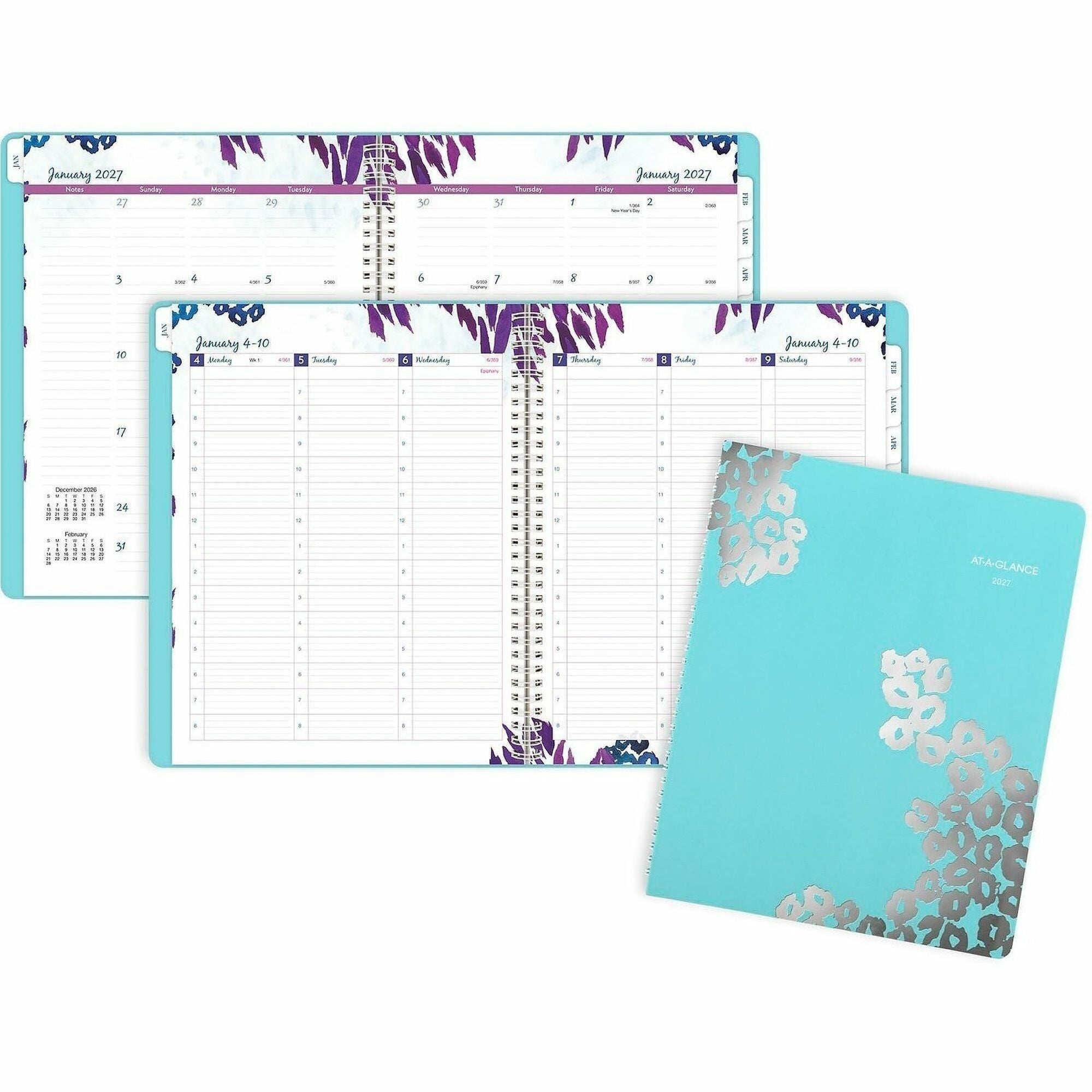 Wild Washes Weekly/Monthly Planner, Wild Washes Flora/Fauna Artwork, 11 x 8.5, Blue Cover, 13-Month (Jan to Jan): 2024-2025
