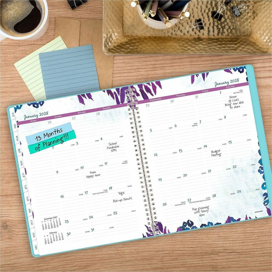 Wild Washes Weekly/Monthly Planner, Wild Washes Flora/Fauna Artwork, 11 x 8.5, Blue Cover, 13-Month (Jan to Jan): 2024-2025