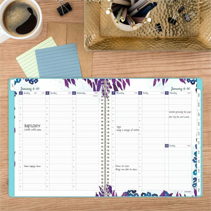 Wild Washes Weekly/Monthly Planner, Wild Washes Flora/Fauna Artwork, 11 x 8.5, Blue Cover, 13-Month (Jan to Jan): 2024-2025