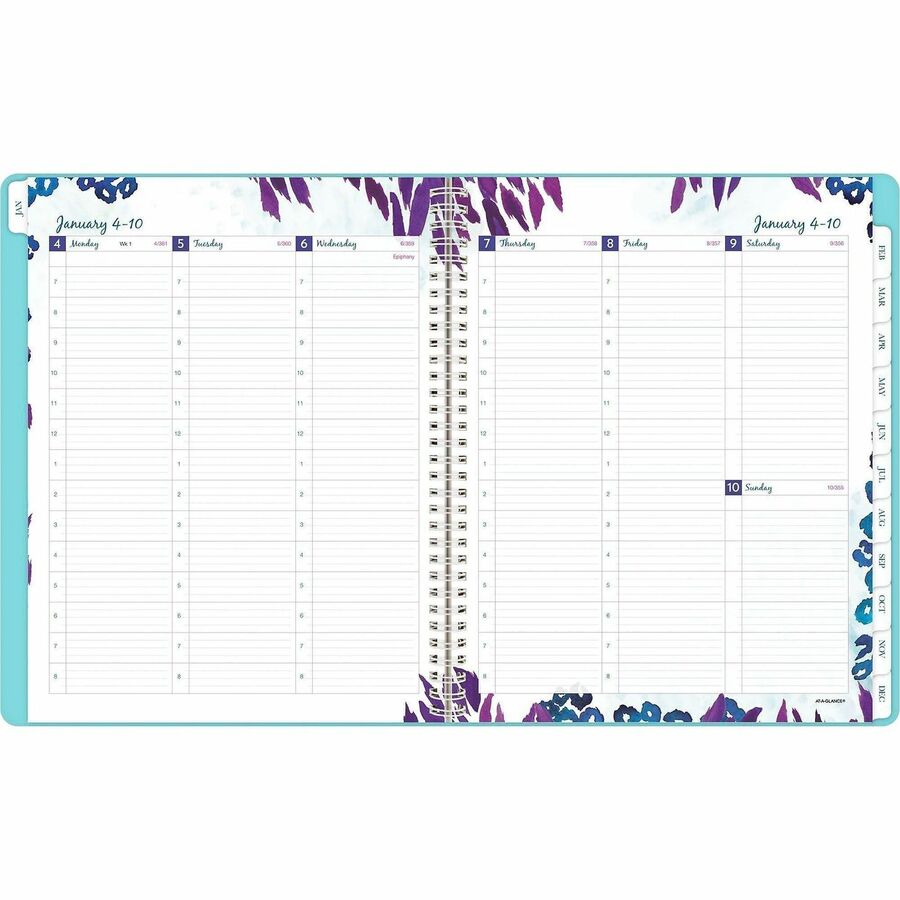 Wild Washes Weekly/Monthly Planner, Wild Washes Flora/Fauna Artwork, 11 x 8.5, Blue Cover, 13-Month (Jan to Jan): 2024-2025