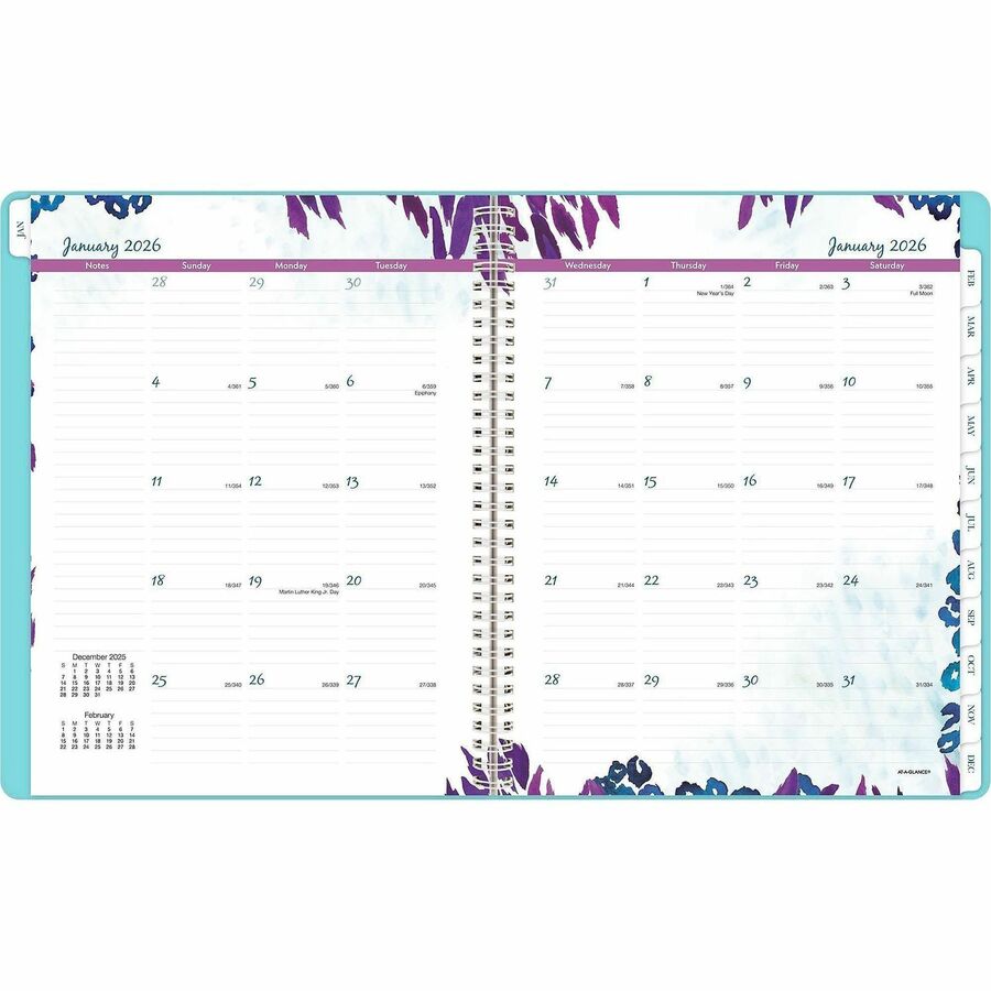 Wild Washes Weekly/Monthly Planner, Wild Washes Flora/Fauna Artwork, 11 x 8.5, Blue Cover, 13-Month (Jan to Jan): 2024-2025
