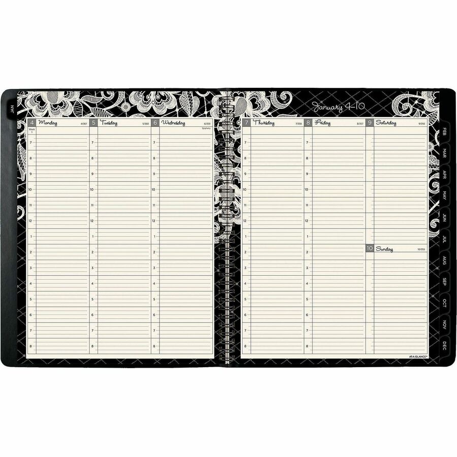 Lacey Weekly Block Format Professional Appointment Book, Lacey Artwork, 11 x 8.5, Black/White, 13-Month (Jan-Jan): 2024-2025