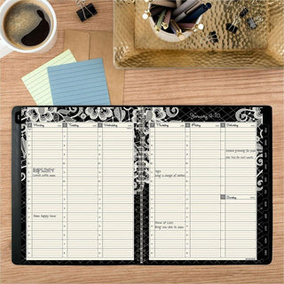 Lacey Weekly Block Format Professional Appointment Book, Lacey Artwork, 11 x 8.5, Black/White, 13-Month (Jan-Jan): 2024-2025