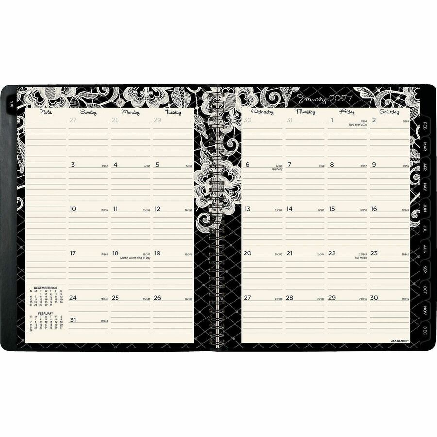 Lacey Weekly Block Format Professional Appointment Book, Lacey Artwork, 11 x 8.5, Black/White, 13-Month (Jan-Jan): 2024-2025