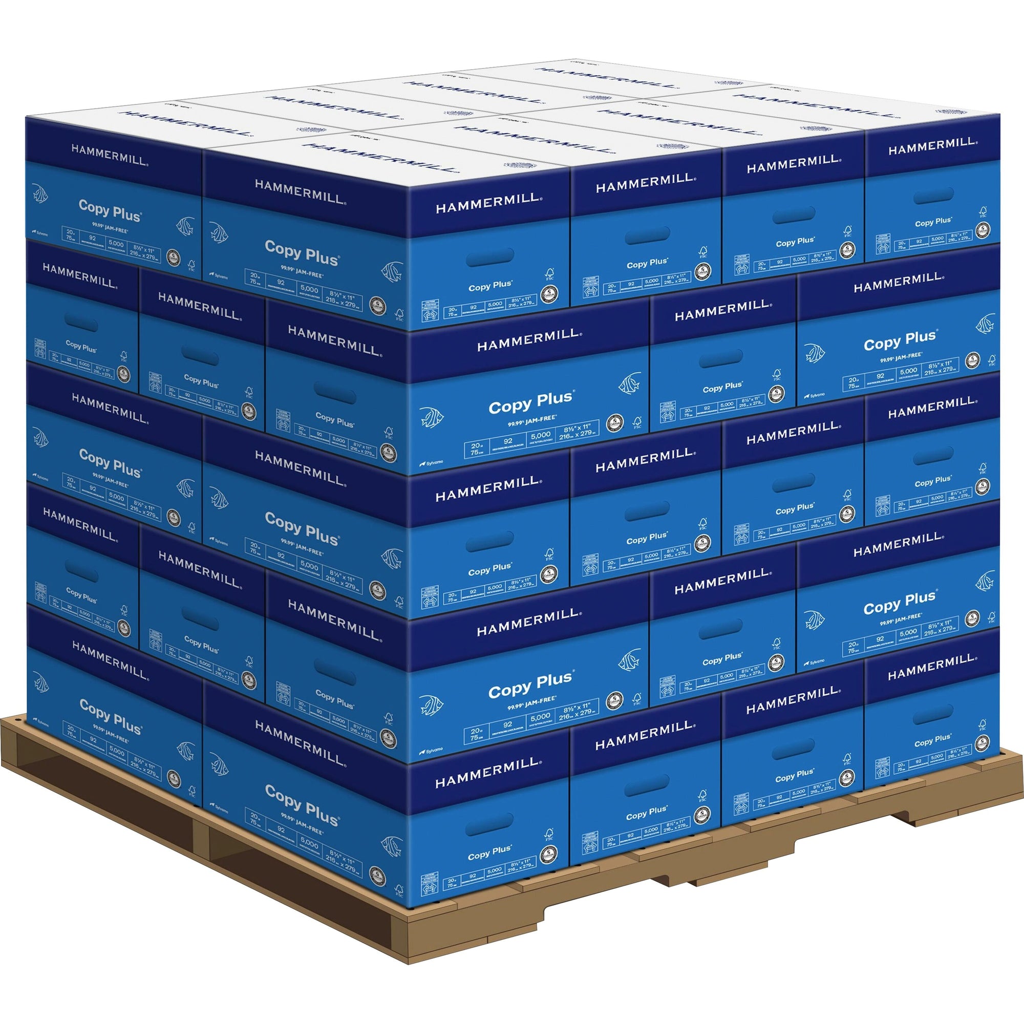 Hammermill Copy Plus Paper - White - 92 Brightness - Letter - 8 1/2" x 11" - 20 lb Basis Weight - 400 / Pallet - 500 Sheets per Ream - Acid-free, Quick Drying - White