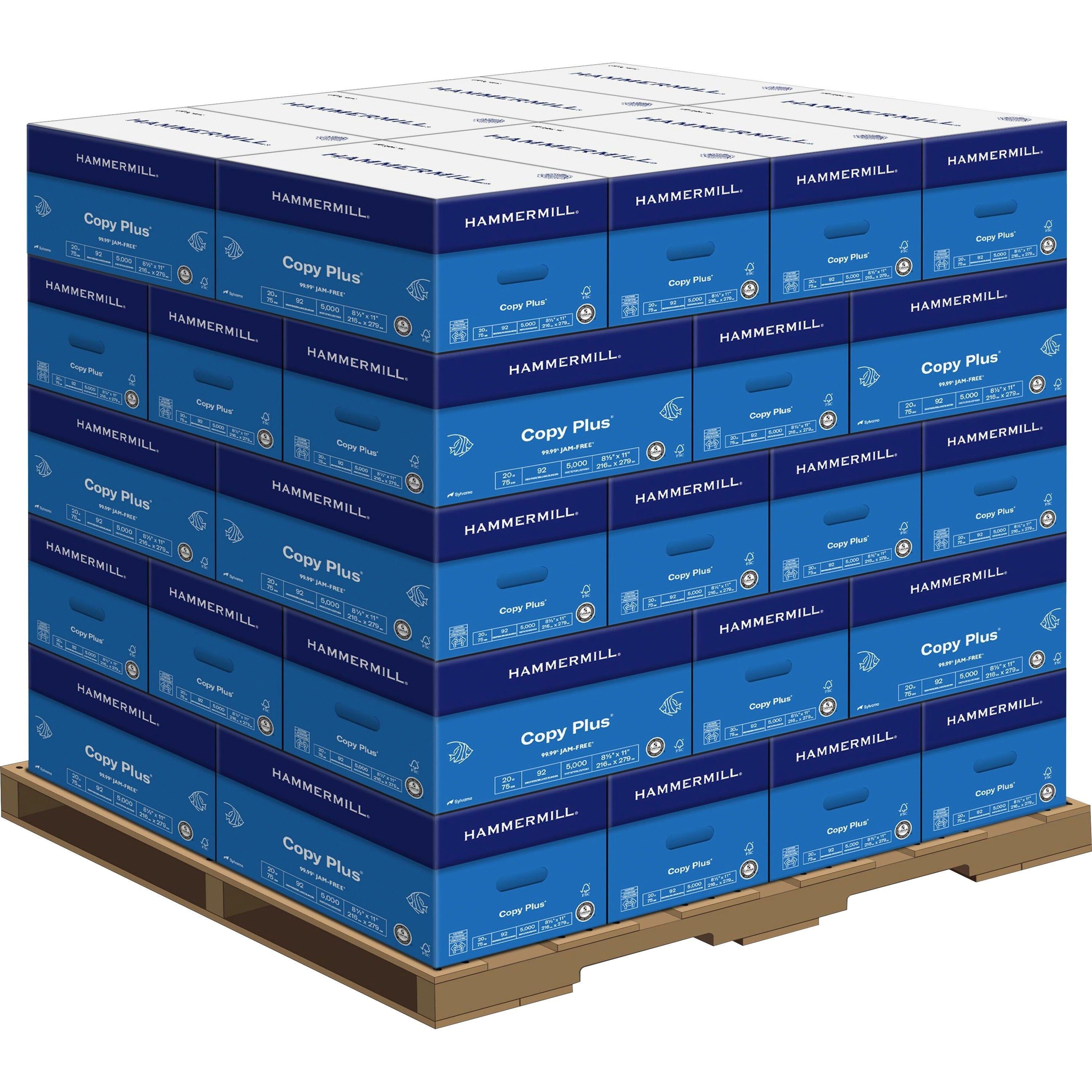Hammermill Copy Plus Paper - White - 92 Brightness - Letter - 8 1/2" x 11" - 20 lb Basis Weight - 400 / Pallet - 500 Sheets per Ream - Acid-free, Quick Drying - White