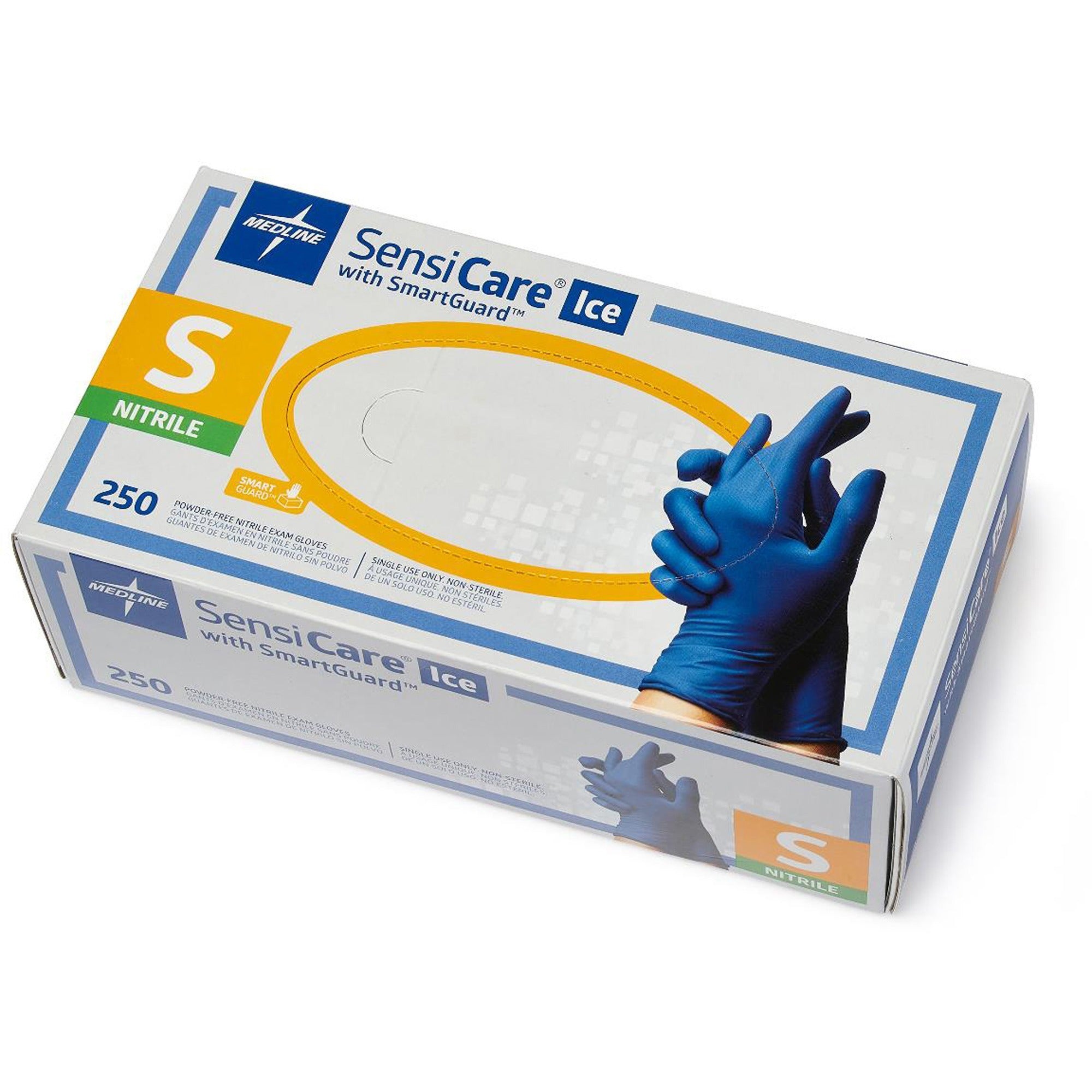 medline-sensicare-ice-blue-nitrile-exam-gloves-small-size-dark-blue-comfortable-chemical-resistant-latex-free-textured-fingertip-non-sterile-durable-for-medical-250-box-950-glove-length_miimds6801 - 1