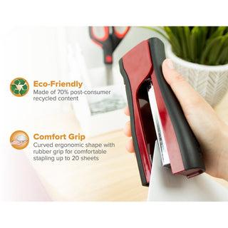 Dynamo Stapler, 20-Sheet Capacity, Red