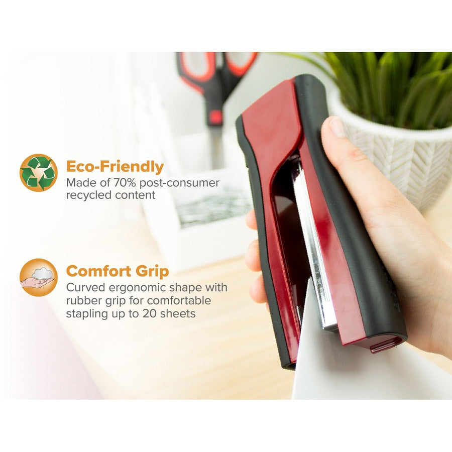 Dynamo Stapler, 20-Sheet Capacity, Red