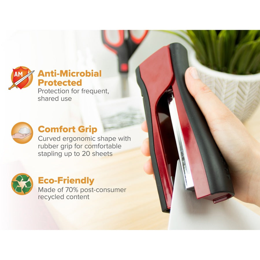 Dynamo Stapler, 20-Sheet Capacity, Red