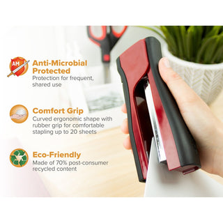 Dynamo Stapler, 20-Sheet Capacity, Red