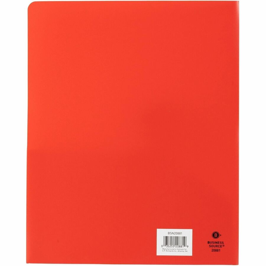 Business Source Letter Portfolio - 8 1/2" x 11" - 30 Sheet Capacity - 2 Pocket(s) - Red - 1 Each