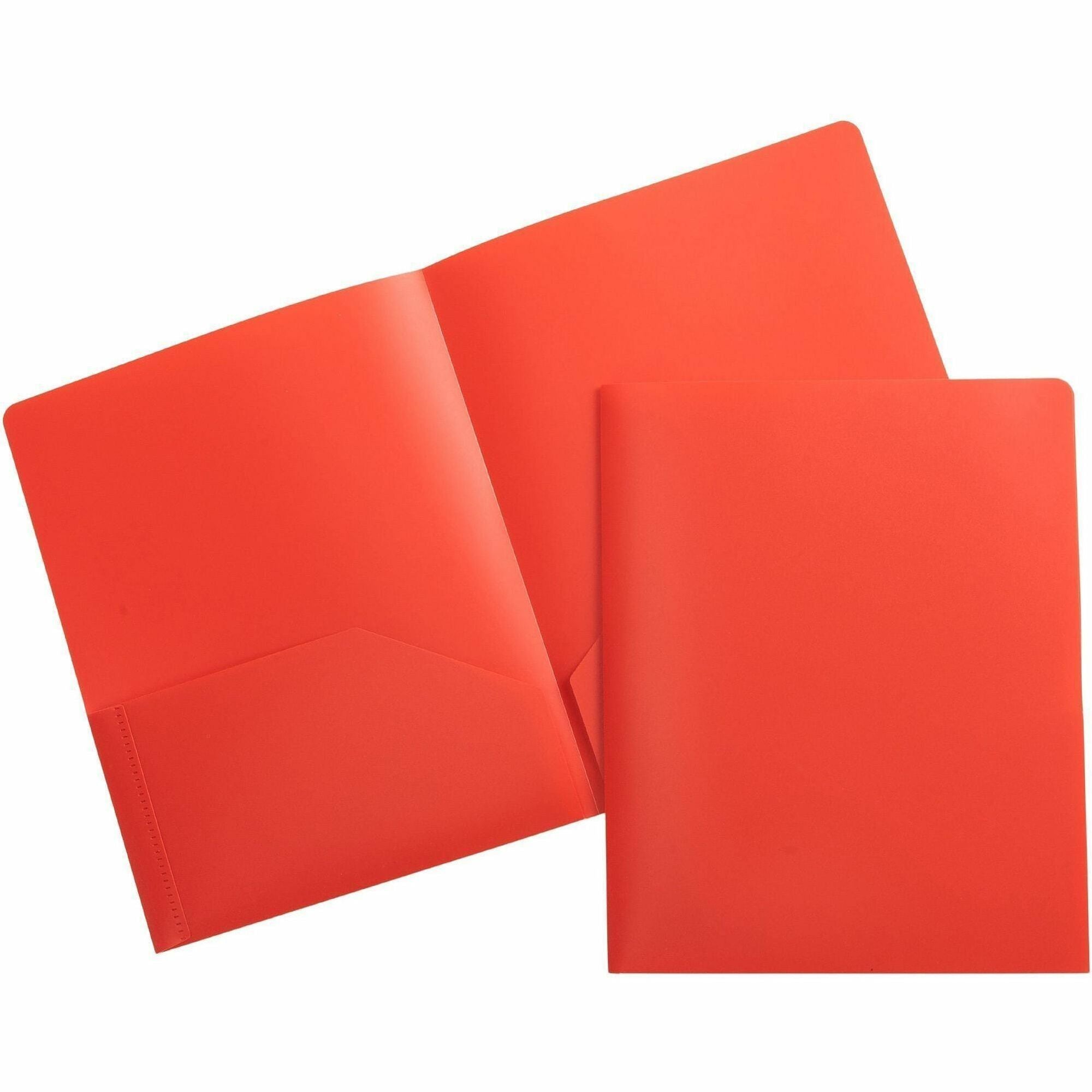 Business Source Letter Portfolio - 8 1/2" x 11" - 30 Sheet Capacity - 2 Pocket(s) - Red - 1 Each