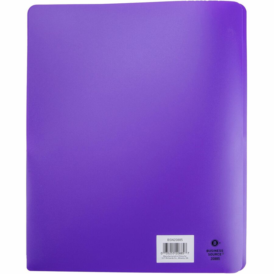 Business Source Letter Portfolio - 8 1/2" x 11" - 50 Sheet Capacity - 3 x Prong Fastener(s) - 2 Pocket(s) - Purple - 1 Each
