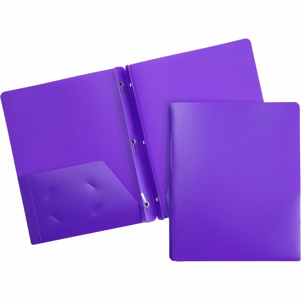 Business Source Letter Portfolio - 8 1/2" x 11" - 50 Sheet Capacity - 3 x Prong Fastener(s) - 2 Pocket(s) - Purple - 1 Each