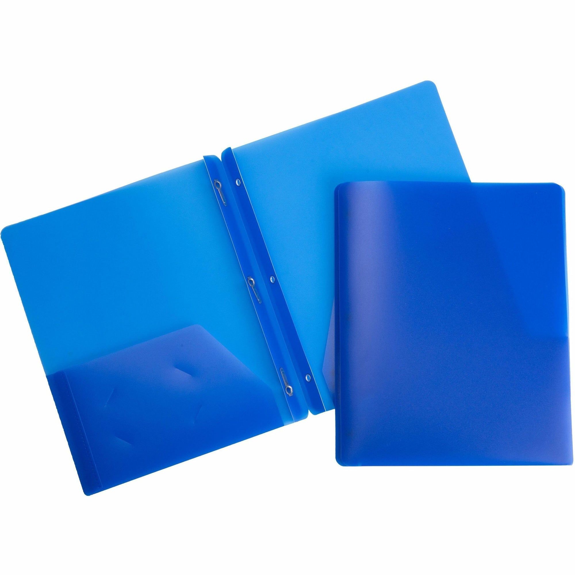 Business Source Letter Portfolio - 8 1/2" x 11" - 50 Sheet Capacity - 3 x Prong Fastener(s) - 2 Pocket(s) - Blue - 1 Each