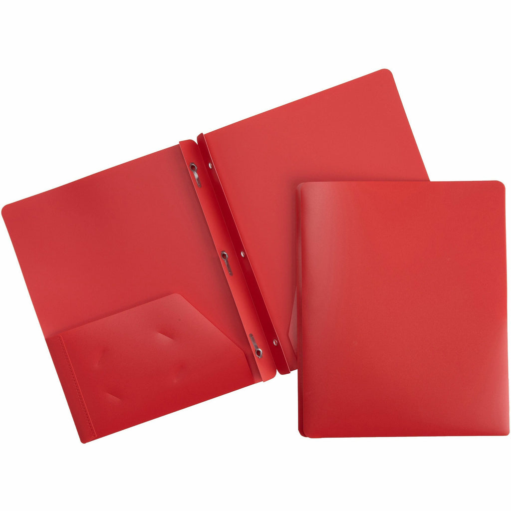 Business Source Letter Portfolio - 8 1/2" x 11" - 50 Sheet Capacity - 3 x Prong Fastener(s) - 2 Pocket(s) - Red - 1 Each