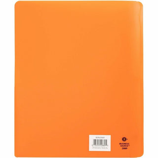 Business Source Letter Portfolio - 8 1/2" x 11" - 50 Sheet Capacity - 3 x Prong Fastener(s) - 2 Pocket(s) - Orange - 1 Each