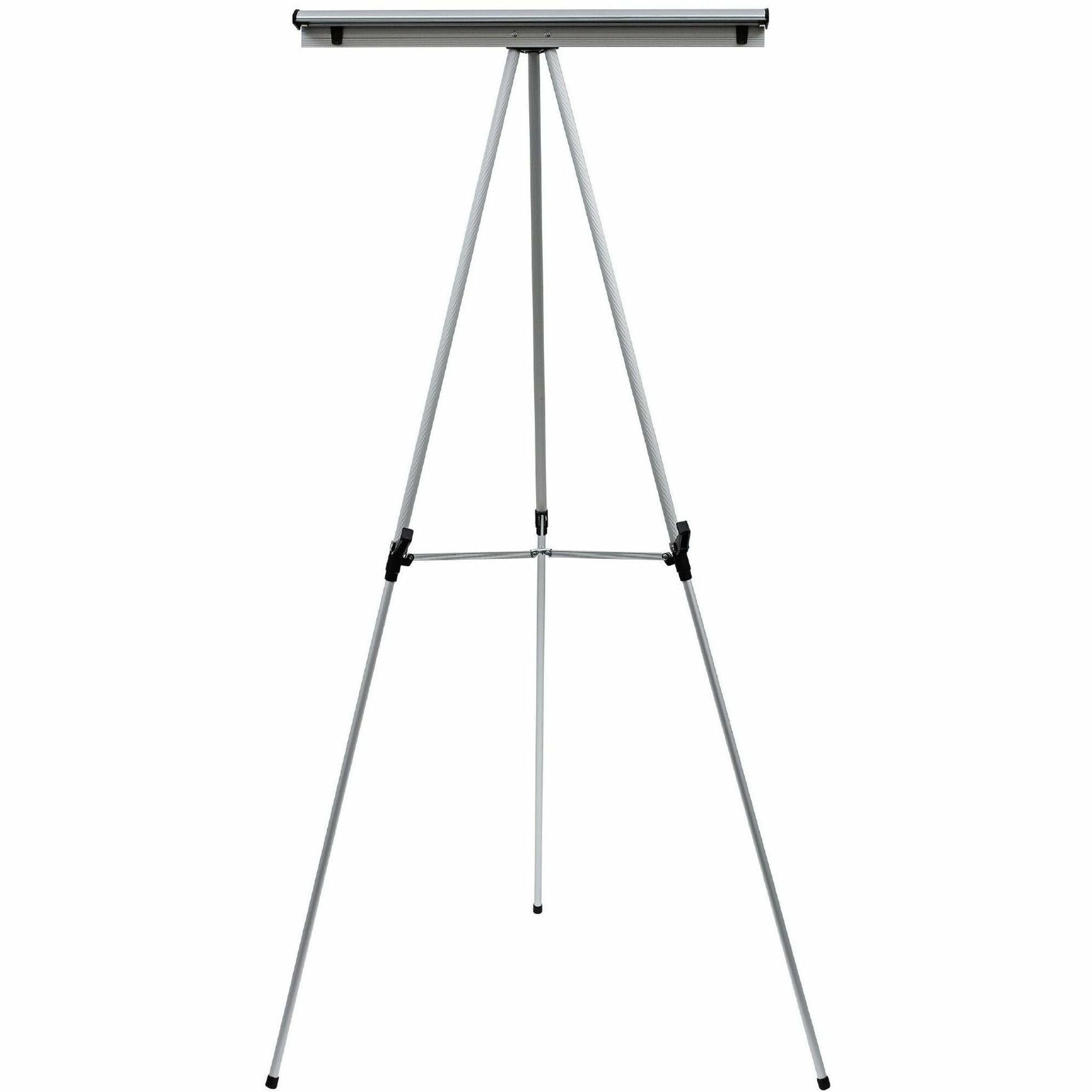 Telescoping Tripod Display Easel, Adjusts 35" to 64" High, Metal, Silver