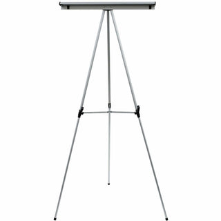 Telescoping Tripod Display Easel, Adjusts 35" to 64" High, Metal, Silver