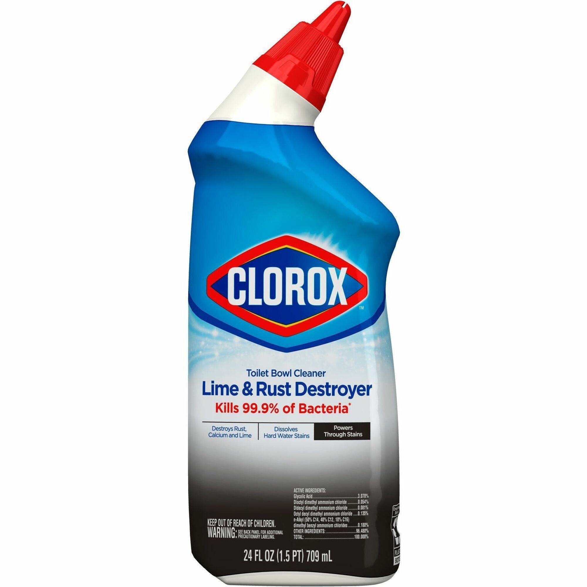 Clorox Toilet Bowl Cleaner Lime & Rust Destroyer - For Toilet Bowl - 24 fl oz (0.8 quart)Bottle - 1 Each - Bleach-free, Disinfectant, Deodorize - Clear - 